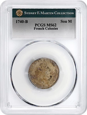 image for: 1740-B Sou Marque. Rouen Mint. Vlack-51, var. Repunched Date(?). MS-62 (PCGS).