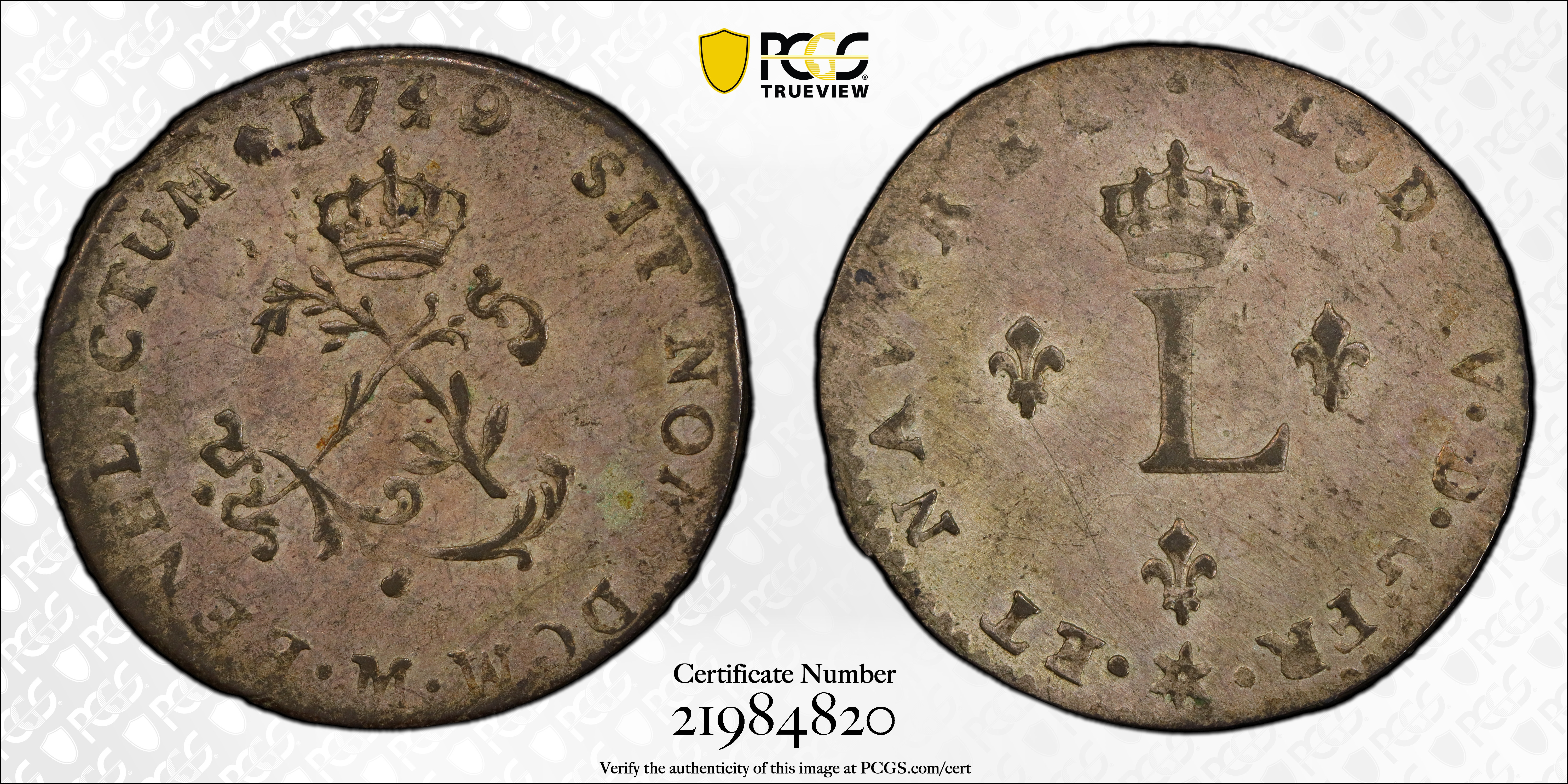 image for: 1740/39-M Sou Marque. Toulouse Mint. Vlack-144a. Rarity-8. AU-58 (PCGS).