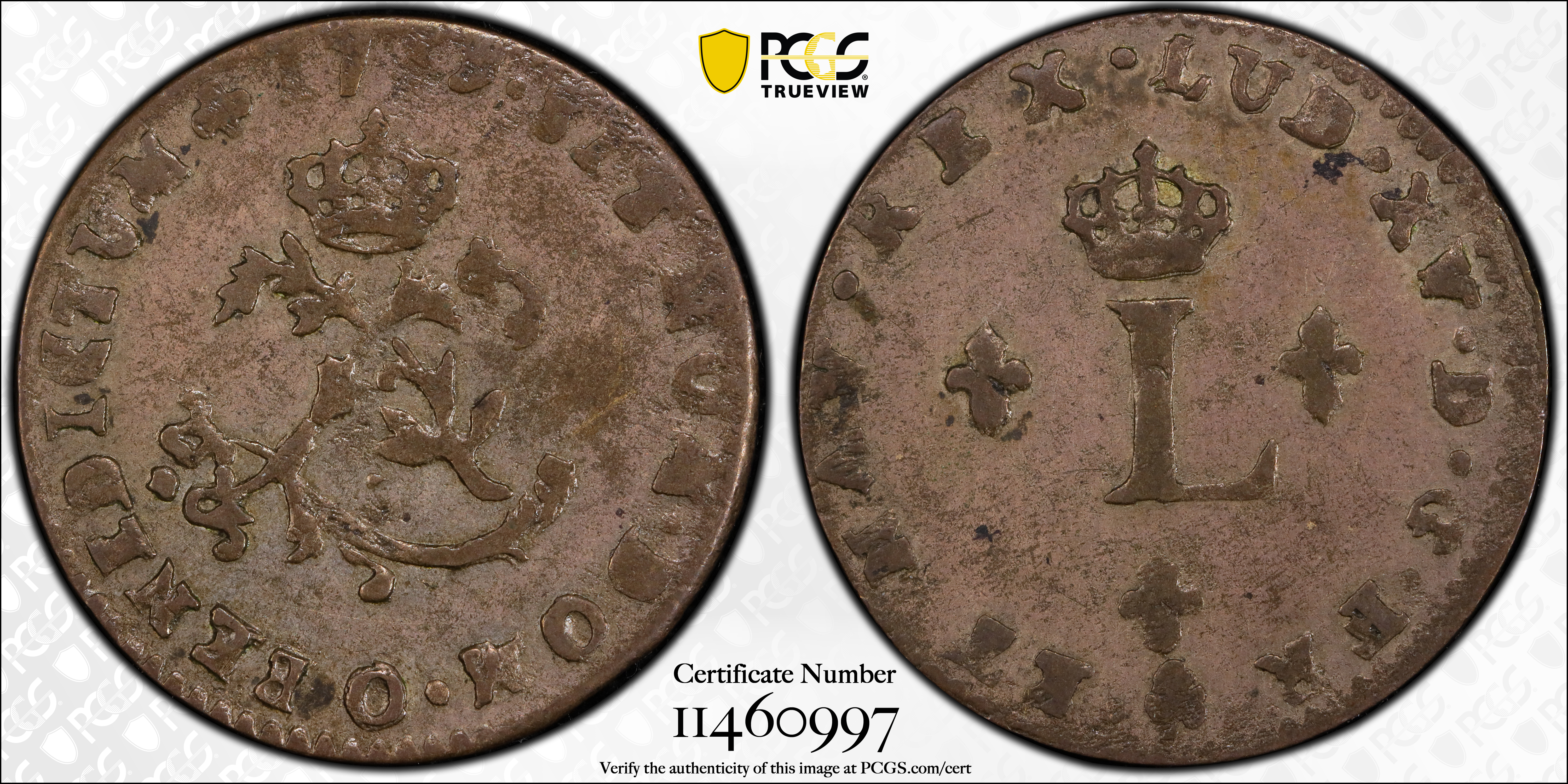 image for: 1739-O Sou Marque. Riom Mint. Vlack-154b. Rarity-8. VF-30 (PCGS).
