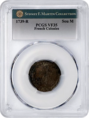 image for: 1739-R Sou Marque. Orleans Mint. Vlack-175a. Rarity-7. VF-35 (PCGS).