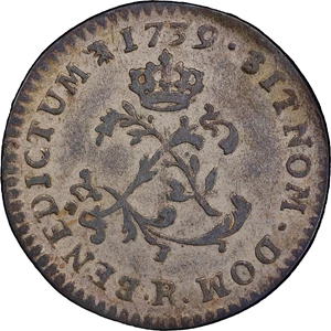 image for: 1739-R Sou Marque. Orleans Mint. Vlack-177a. Rarity-8. AU-55 (PCGS).