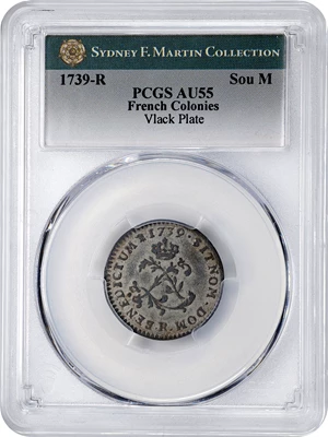 image for: 1739-R Sou Marque. Orleans Mint. Vlack-177a. Rarity-8. AU-55 (PCGS).