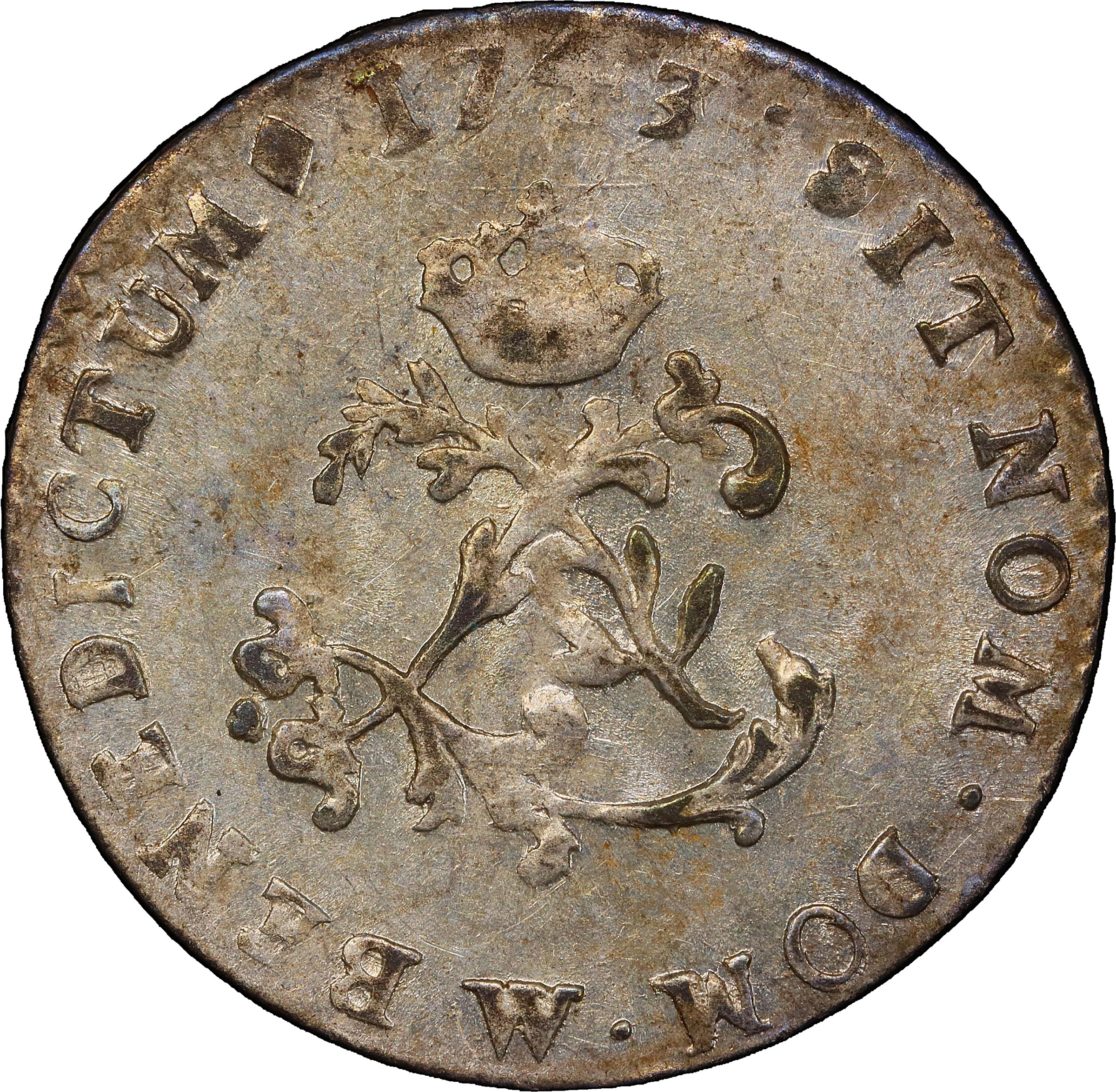 image for: 1743-W Sou Marque. Lille Mint. Vlack-204. Rarity-3. MS-62 (PCGS).