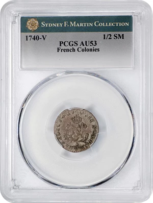 image for: 1740-V Half Sou Marque. Troyes Mint. Vlack-315. Rarity-6. AU-53 (PCGS).
