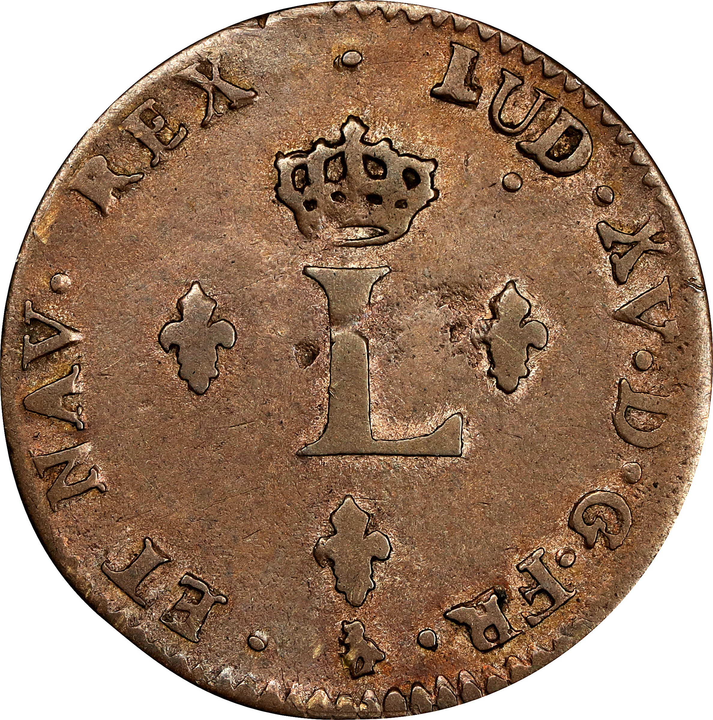 image for: 1763-A Sou Marque. Paris Mint. Vlack-47b. Rarity-4. Second Semester. Double Struck. Choice Very Fine.