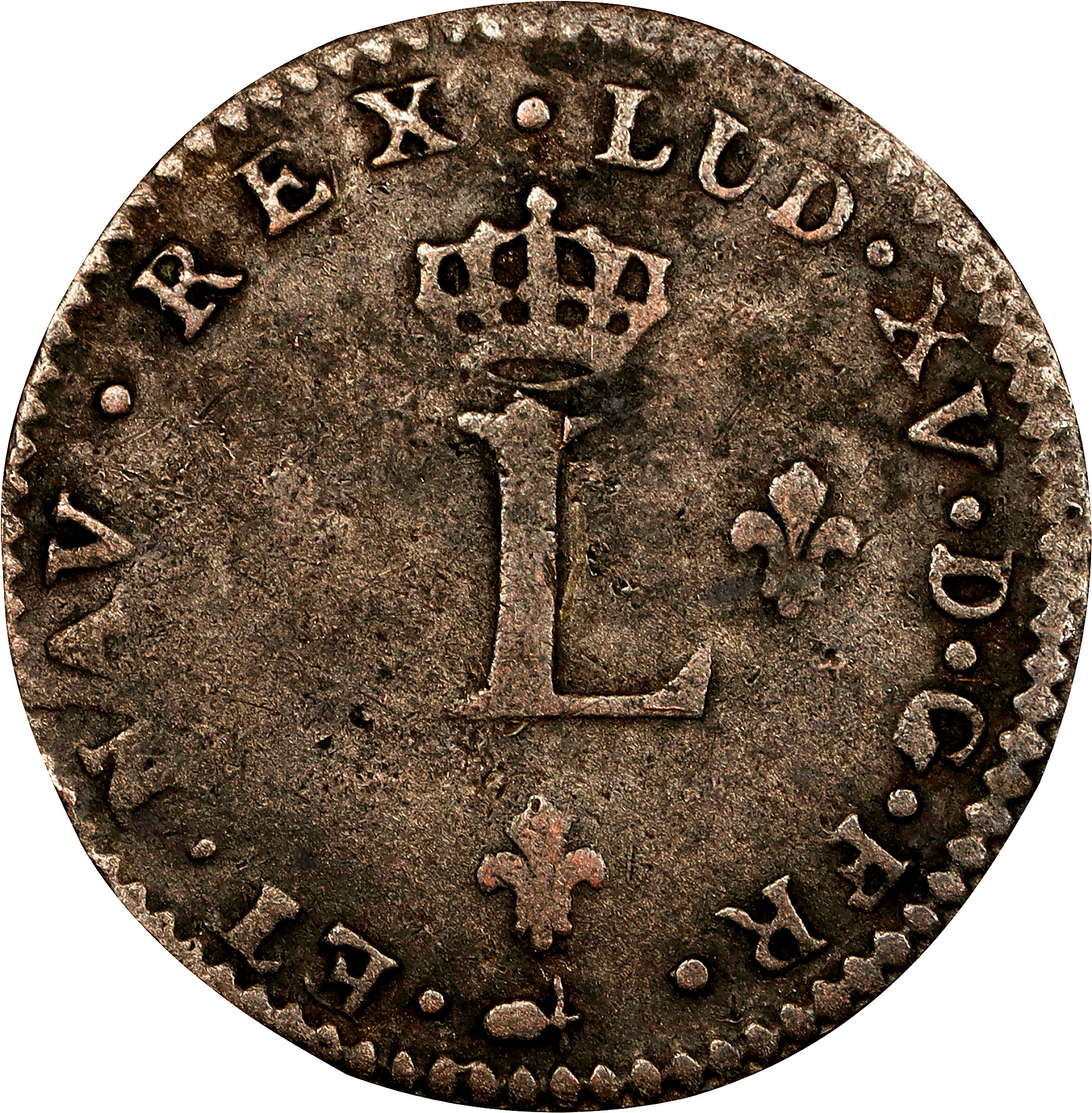 image for: 1739-S Sou Marque. Reims Mint. Vlack-181c, var. Inverted Acorn. Very Fine.