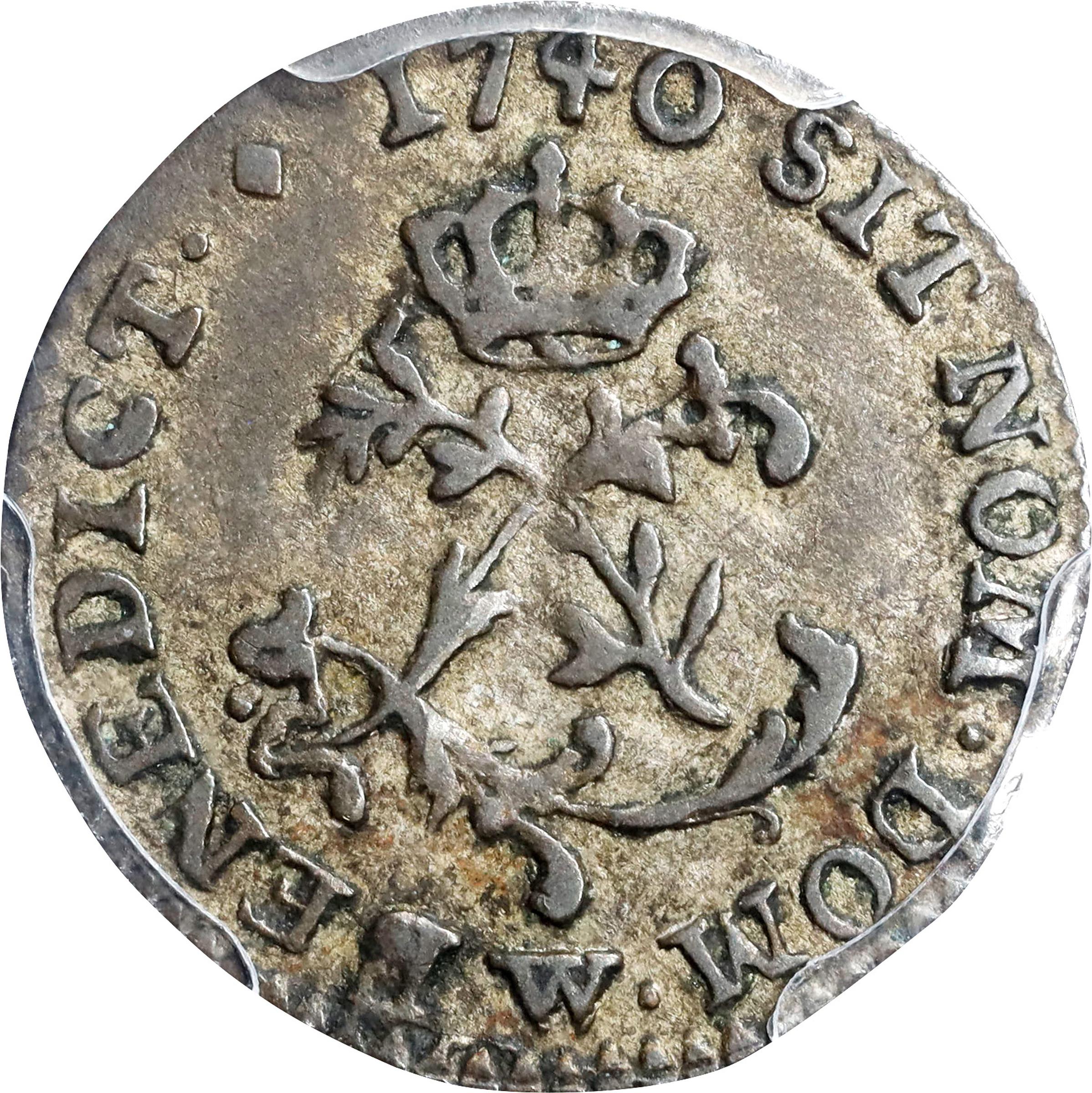 image for: 1740-W Half Sou Marque. Lille Mint. Vlack-316. Rarity-1. EF-40 (PCGS).