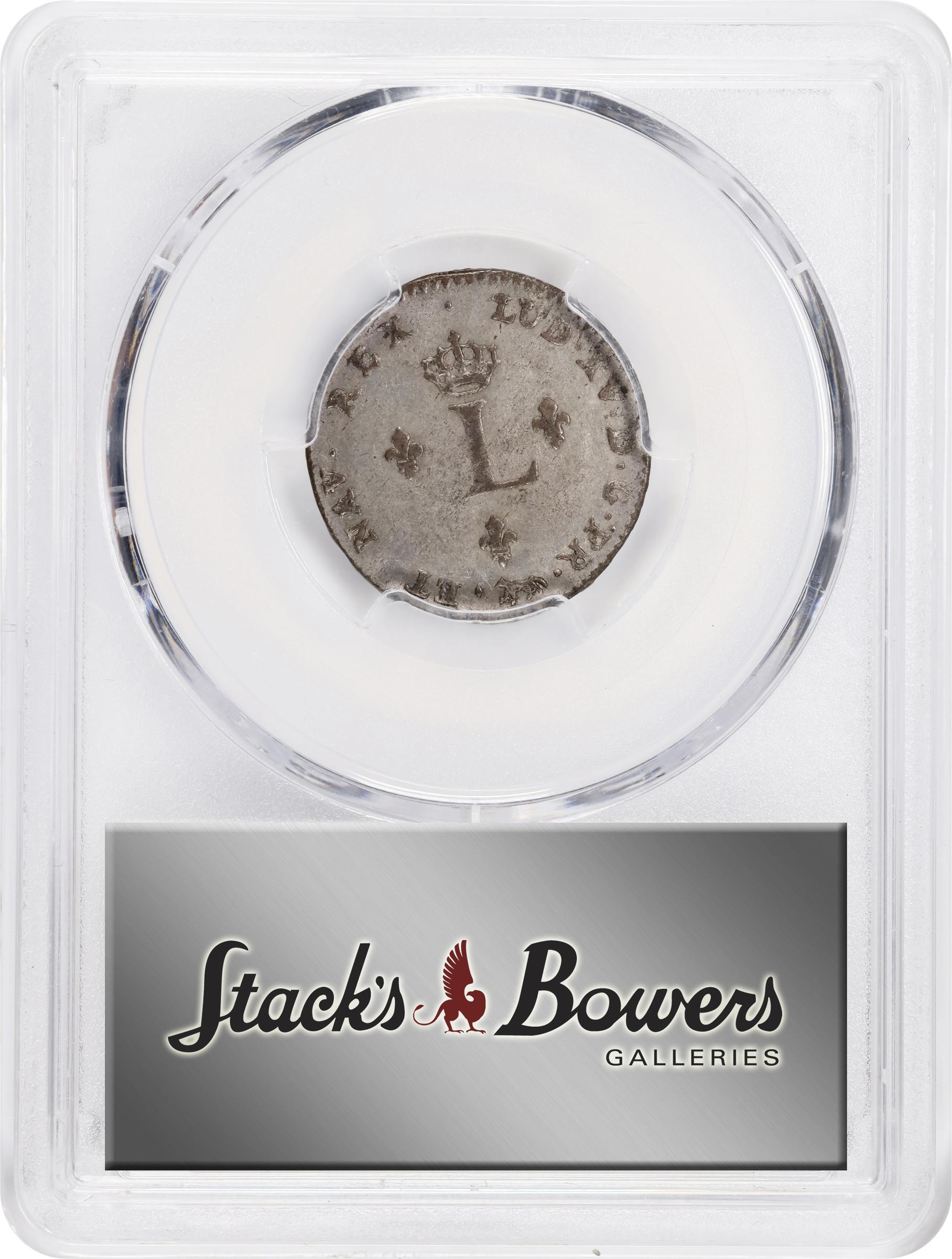 image for: 1747/3-A Sou Marque. Paris Mint. Vlack-26b. Rarity-8+. First Semester. AU-58+ (PCGS).