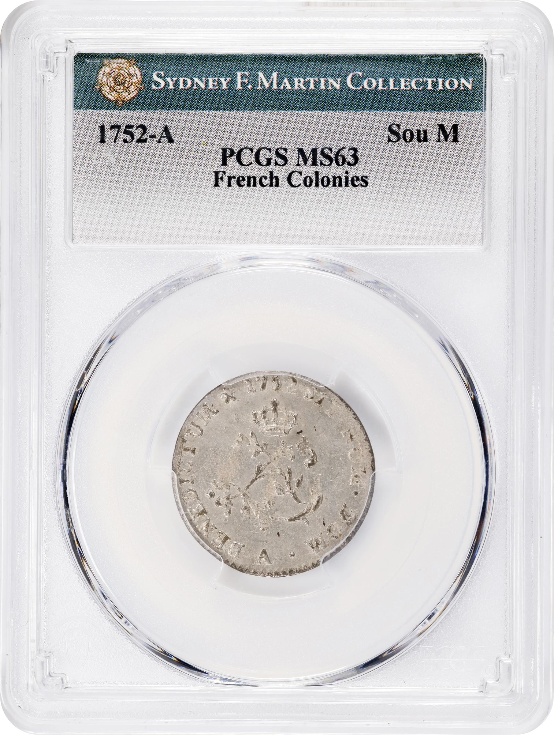 image for: 1752-A Sou Marque. Paris Mint. Vlack-32. Rarity-8. First Semester. MS-63 (PCGS).
