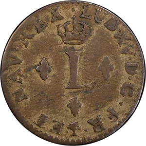 image for: 1740-V Half Sou Marque. Troyes Mint. Vlack-315. Rarity-6. EF-45 (PCGS).