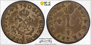 image for: 1740-V Half Sou Marque. Troyes Mint. Vlack-315. Rarity-6. EF-45 (PCGS).
