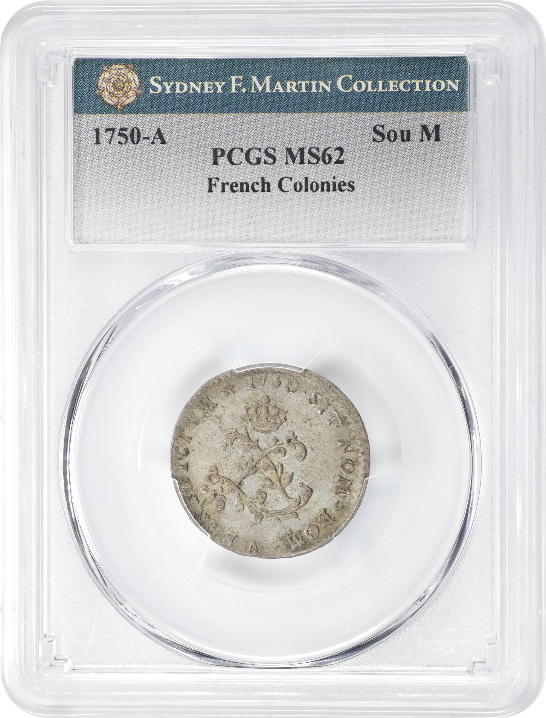 image for: 1750-A Sou Marque. Paris Mint. Vlack-30a. Rarity-5. Second Semester. MS-62 (PCGS).