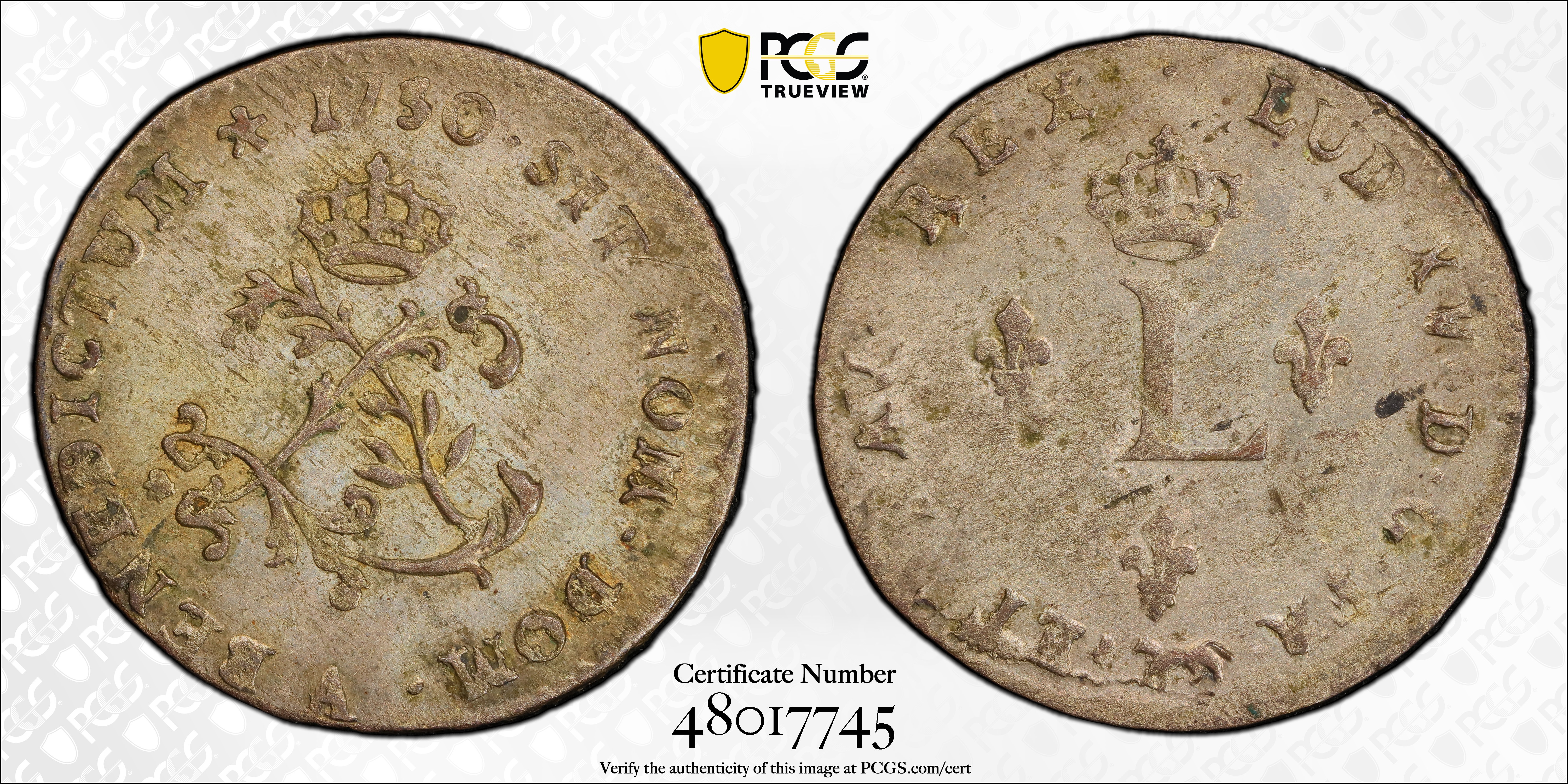 image for: 1750-A Sou Marque. Paris Mint. Vlack-30a. Rarity-5. Second Semester. MS-62 (PCGS).