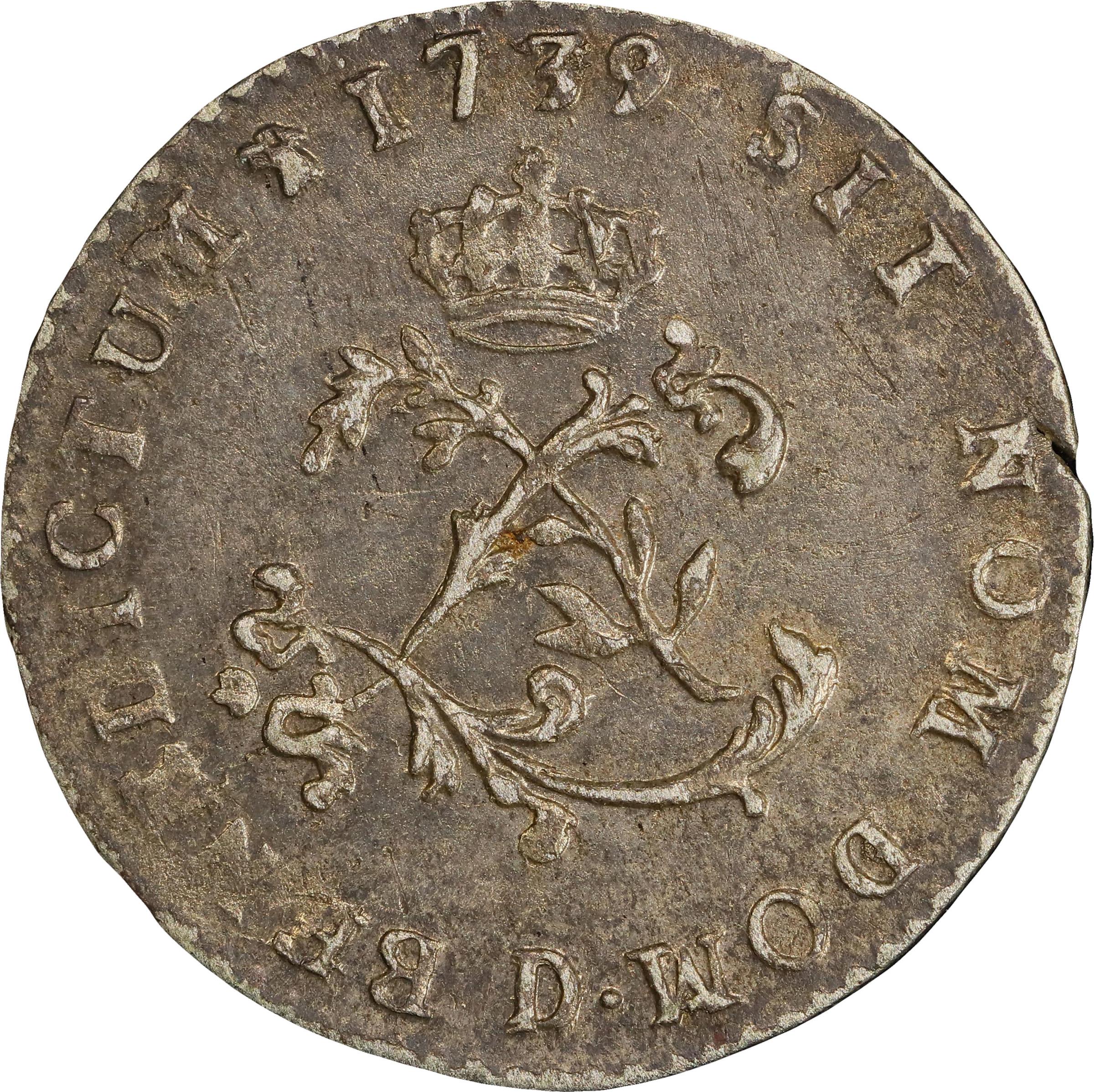 image for: 1739-D Sou Marque. Lyon Mint. Vlack-71. Rarity-1. AU-58 (PCGS).