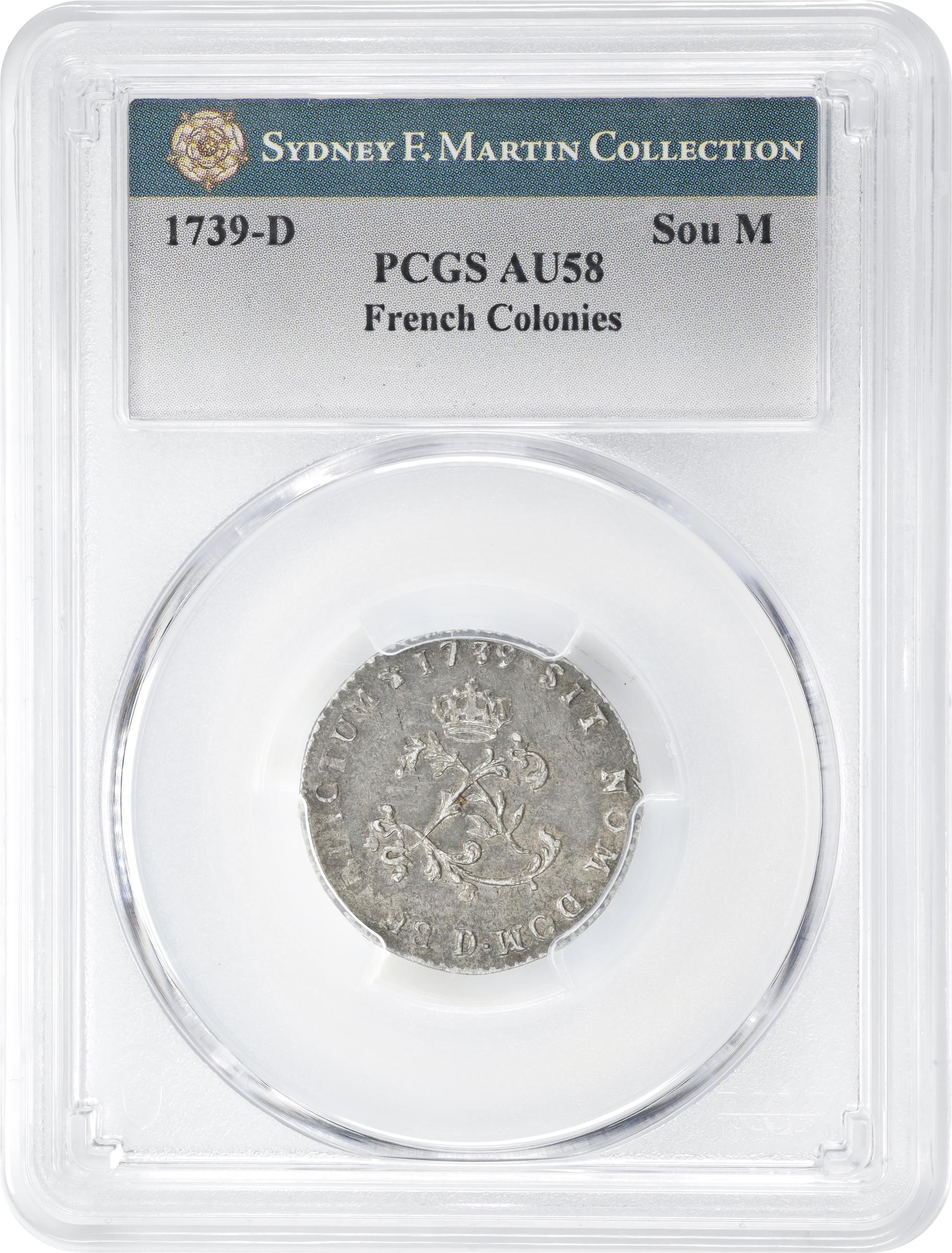 image for: 1739-D Sou Marque. Lyon Mint. Vlack-71. Rarity-1. AU-58 (PCGS).