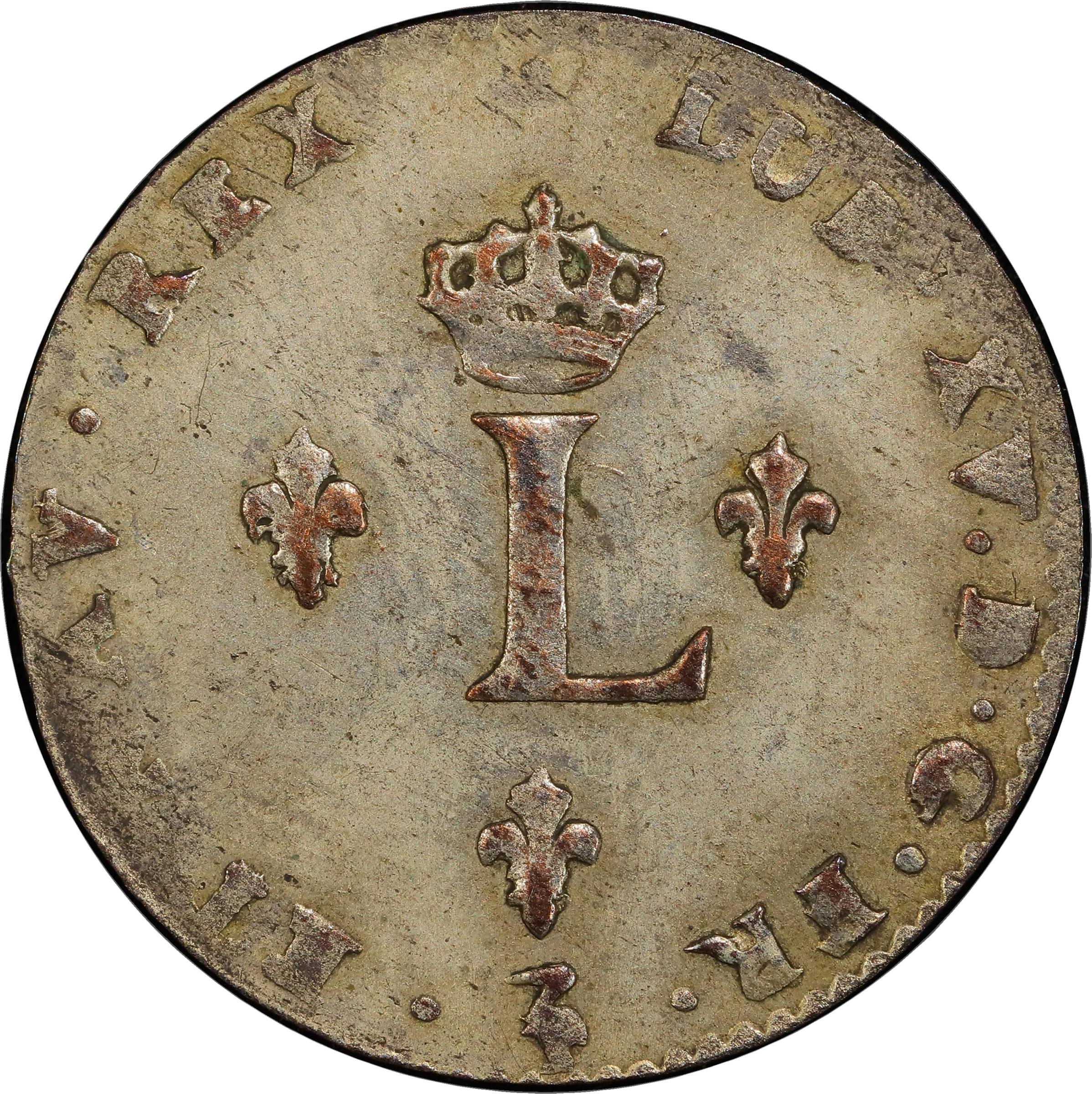 image for: 1743-W Sou Marque. Lille Mint. Vlack-204. Rarity-3. AU-58 (PCGS).