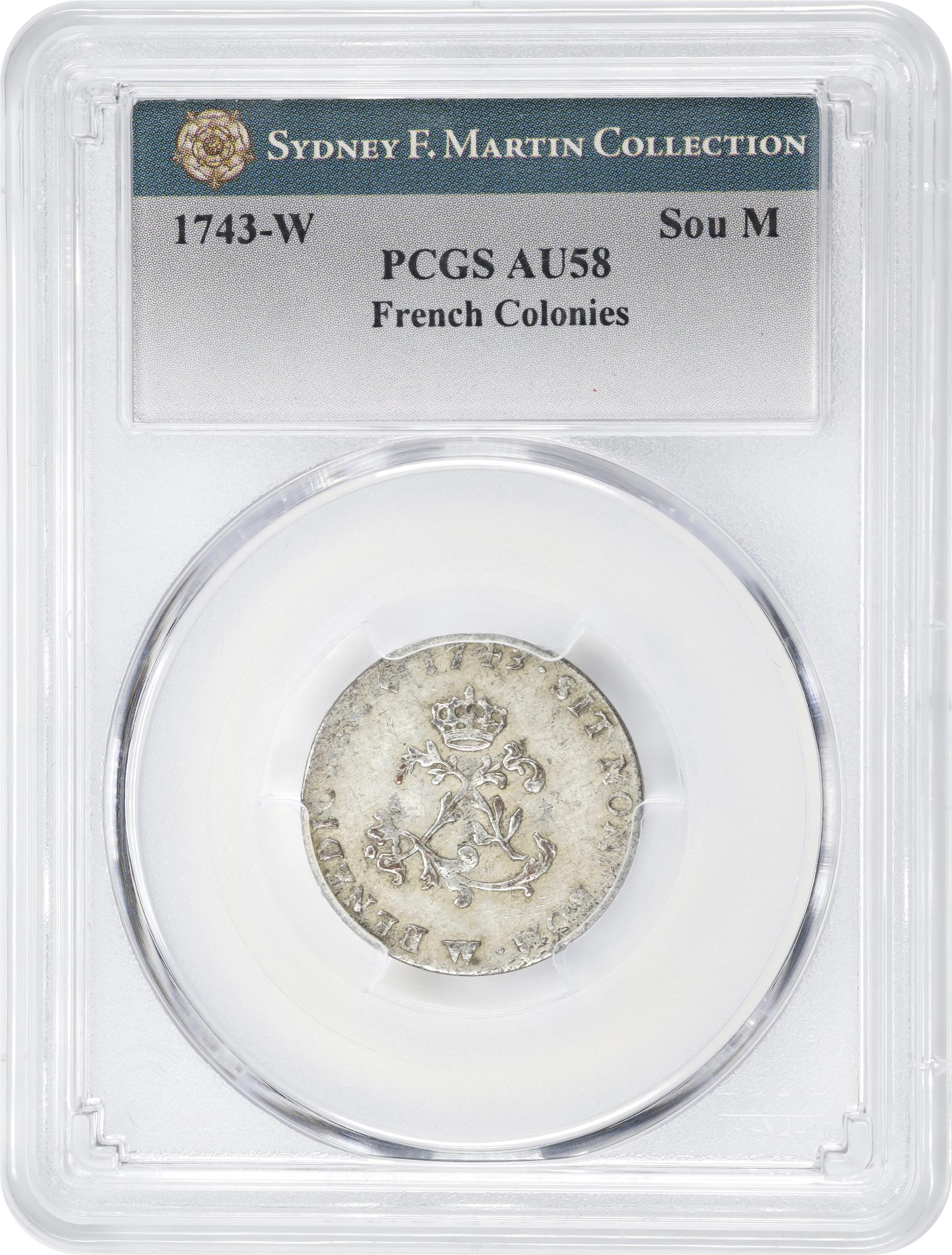 image for: 1743-W Sou Marque. Lille Mint. Vlack-204. Rarity-3. AU-58 (PCGS).