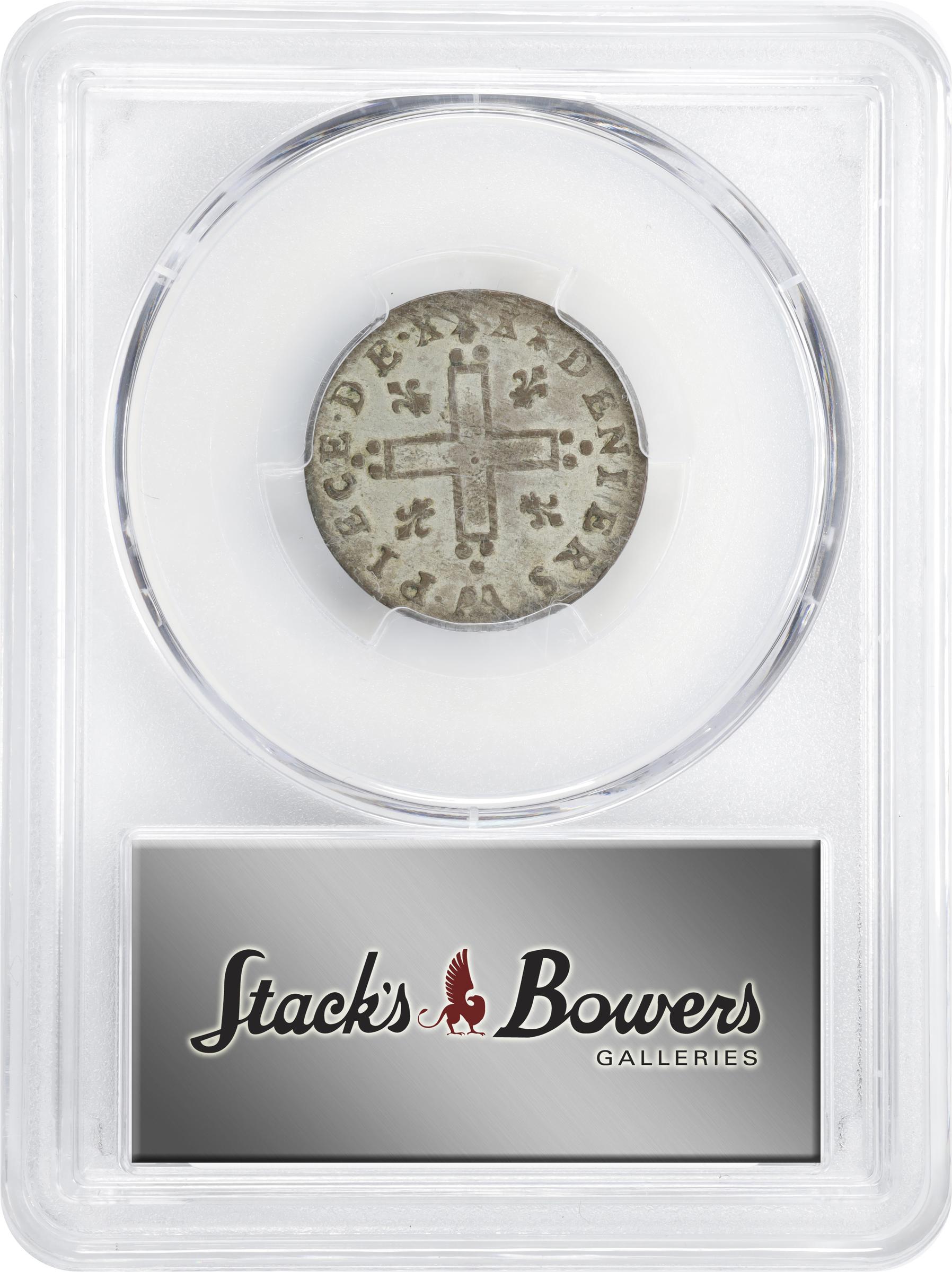 image for: 1713-AA 30 Deniers, or Mousquetaire. Metz Mint. Vlack-11a. Rarity-2. Rose After Date. AU-58 (PCGS).