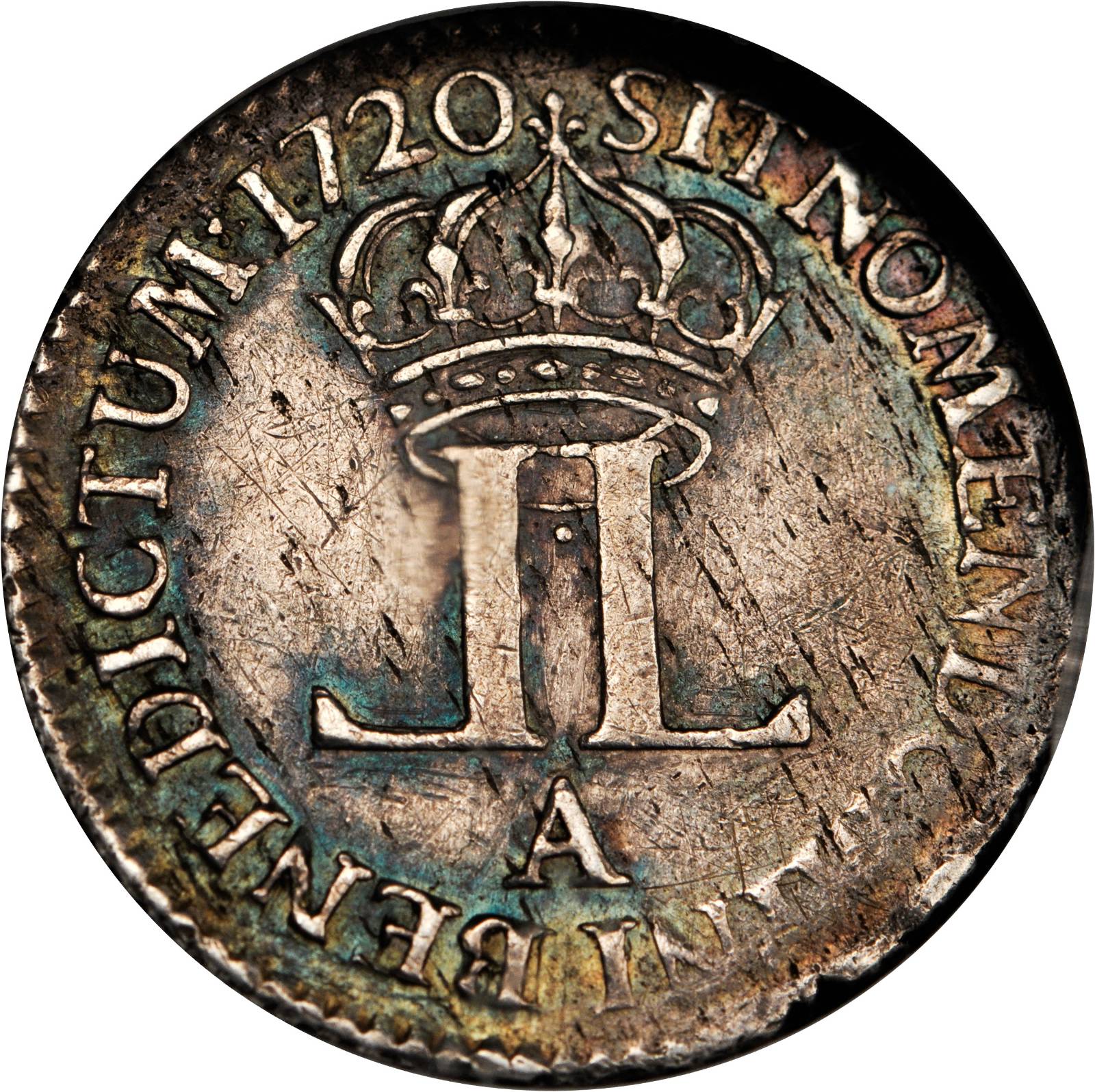 image for: 1720-A French Colonies 20 Sols, or 1/6 Ecu. Paris Mint. AU-55 (NGC).