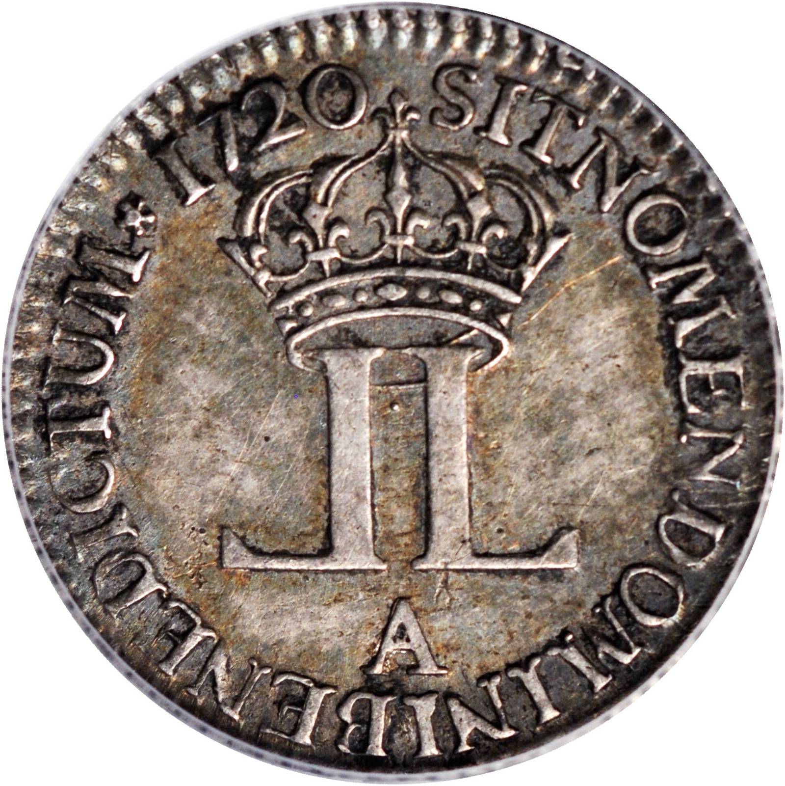 image for: 1720-A French Colonies 20 Sols, or 1/6 Ecu. Paris Mint. AU-55 (PCGS). CAC.