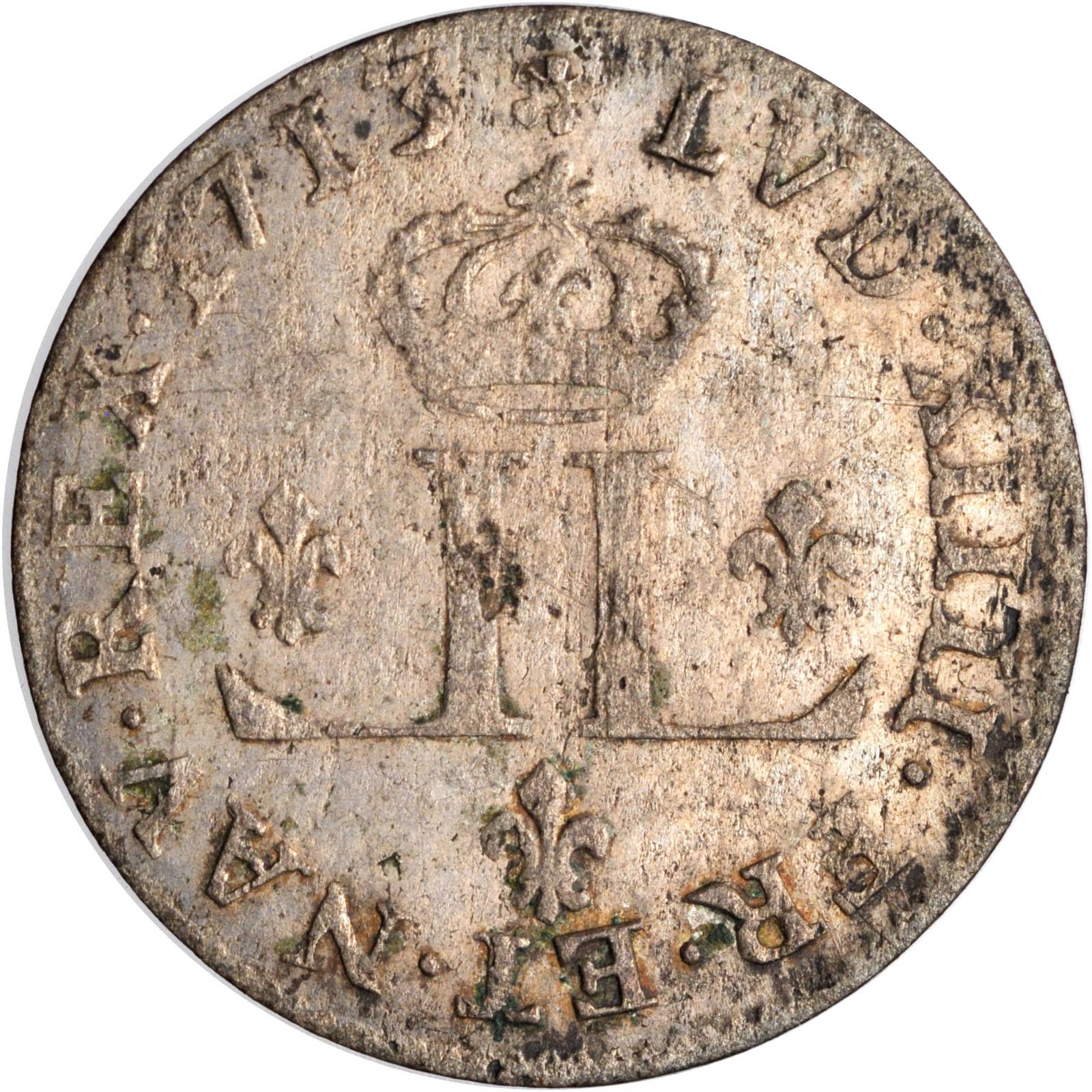 image for: 1713-AA French Colonies 30 Deniers, or Mousquetaire. Metz Mint. Vlack-11. Rarity-5. EF-45 (PCGS).
