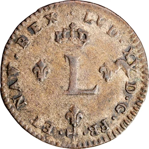image for: 1739-R French Colonies Sou Marque. Orleans Mint. Vlack-177. Rarity-7. EF-45.