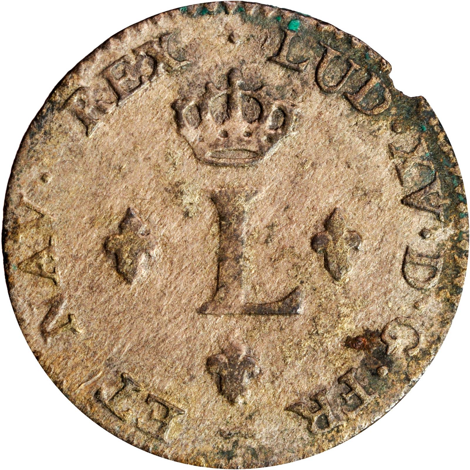 image for: 1740-W French Colonies Half Sou Marque. Lille Mint. Vlack-316. Rarity-1. VF-35.