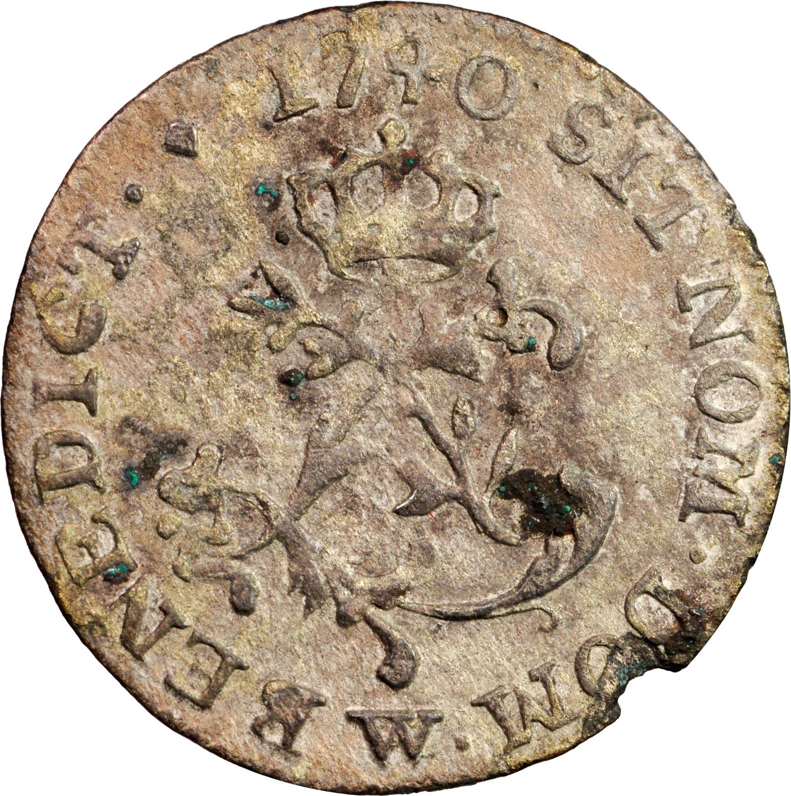 image for: 1740-W French Colonies Half Sou Marque. Lille Mint. Vlack-316. Rarity-1. VF-35.