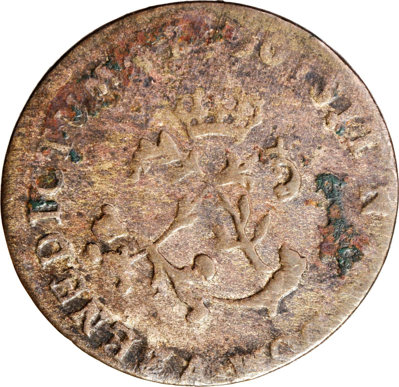 image for: 1750-A French Colonies Sou Marque. Paris Mint. Vlack-30a (?). Rarity-5. Second Semester. Fine-15.