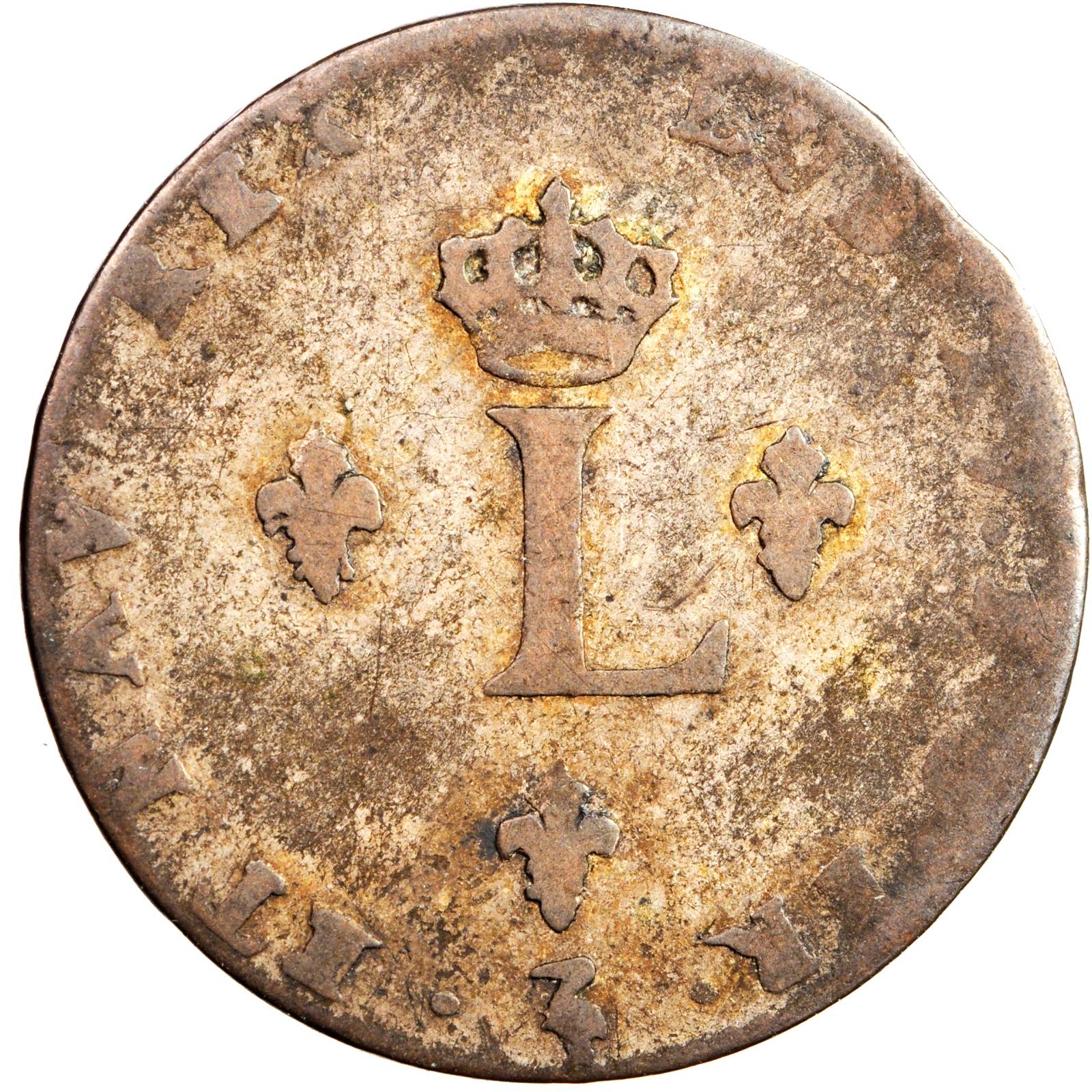 image for: 1743-W French Colonies Sou Marque. Lille Mint. Vlack-204. Rarity-3. VF-30.