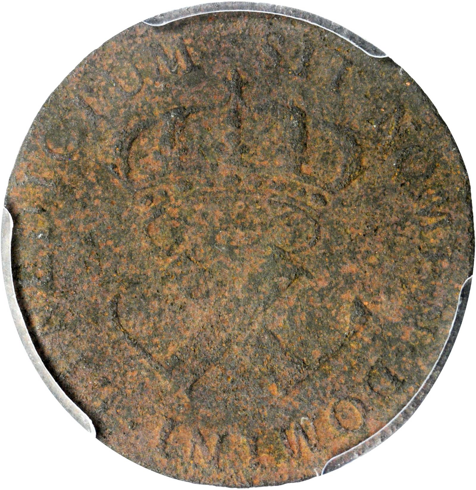 image for: 1721-B French Colonies Sou, or 9 Deniers. Rouen Mint. W-11825. VF Details--Environmental Damage (PCGS). Secure Holder.