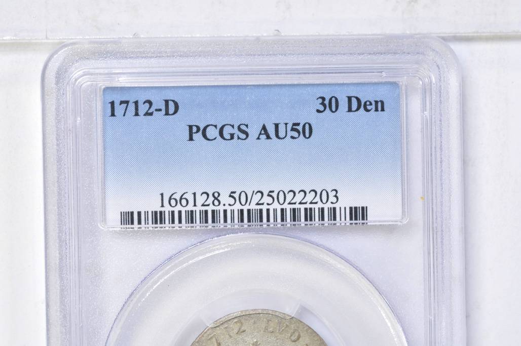 image for: 1712-D French Colonies 30 Deniers, or Mousquetaire. Lyon Mint. Vlack-5, W-11730. Rarity-3. AU-50 (PCGS).