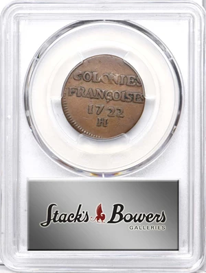 image for: 1722/1-H Sou, or 9 Deniers. La Rochelle Mint. Martin 2.13-C.3, W-11835. Rarity-3. VF-30 (PCGS).