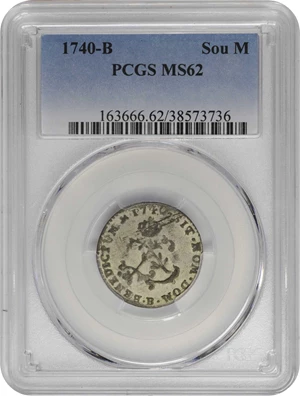image for: 1740-B Sou Marque. Rouen Mint. Vlack-51. Rarity-3. MS-62 (PCGS).