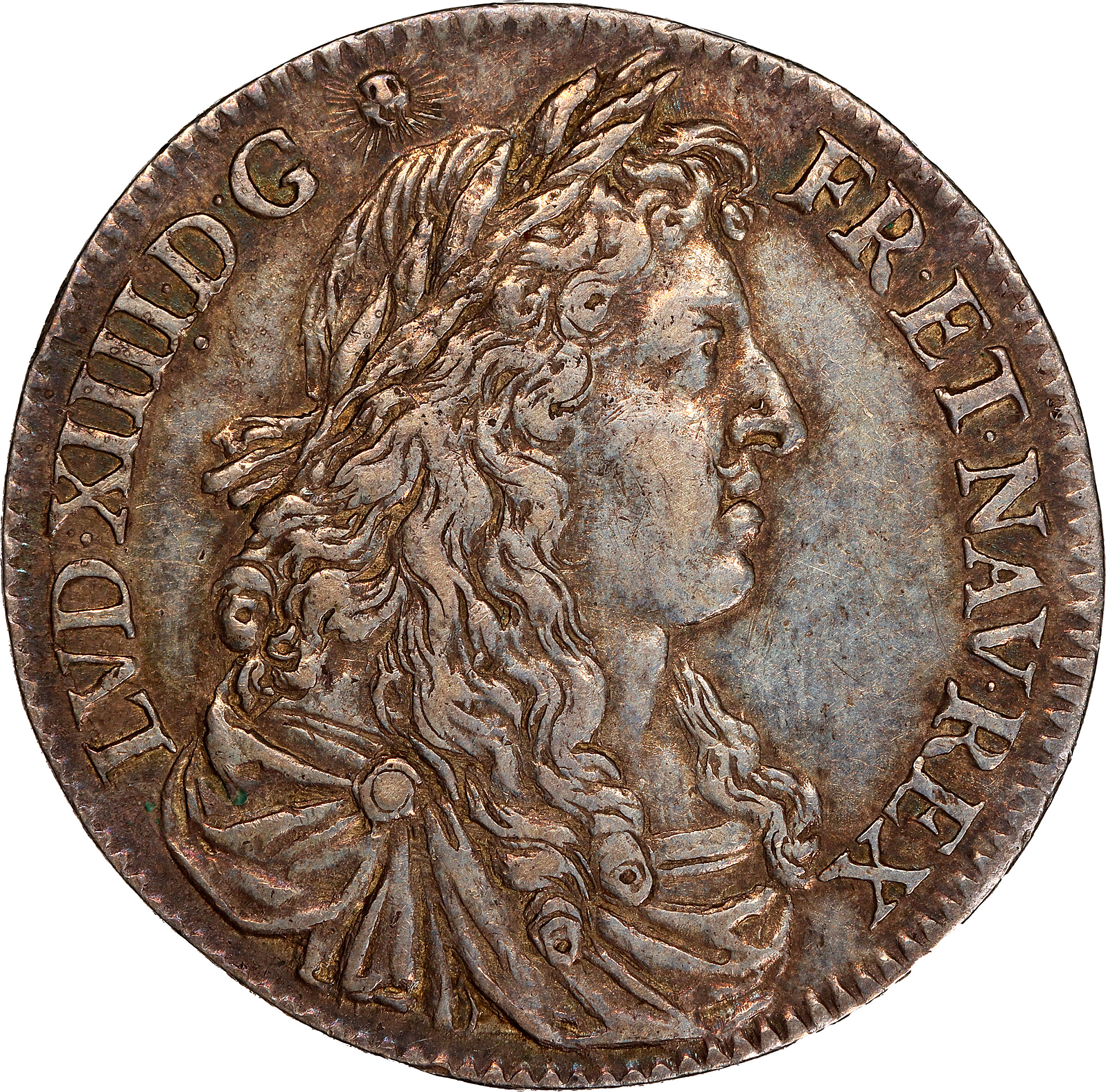 image for: 1670-A French Colonies 15 Sols. Paris Mint. Martin 1.2-B.2, Breen 2-B (1976), Breen-255 (1988), W-11610, Gadoury-3, Breton-501, Zay-1, Ciani-255, Lecompte-187. Rarity-7-. AU-53 (PCGS).