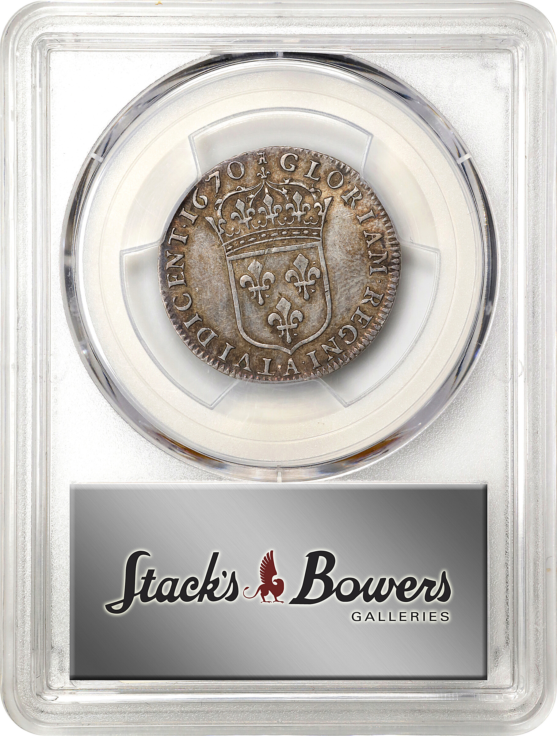 image for: 1670-A French Colonies 15 Sols. Paris Mint. Martin 1.2-B.2, Breen 2-B (1976), Breen-255 (1988), W-11610, Gadoury-3, Breton-501, Zay-1, Ciani-255, Lecompte-187. Rarity-7-. AU-53 (PCGS).