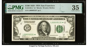 image for: Fr. 2150-L* $100 1928 Federal Reserve Star Note. PMG Choice Very Fine 35....