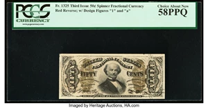 image for: Fr. 1325 50¢ Third Issue Spinner PCGS Choice About New 58PPQ....