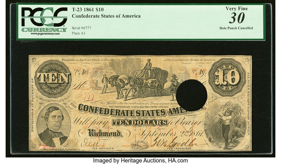 image for: T23 $10 1861 PF-2 Cr. 154 PCGS Very Fine 30....