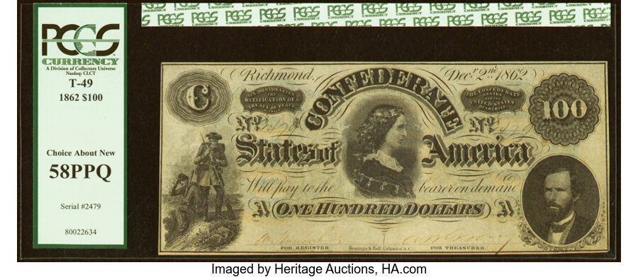 image for: T49 $100 1862 PF-1 Cr. 347 PCGS Choice About New 58PPQ....