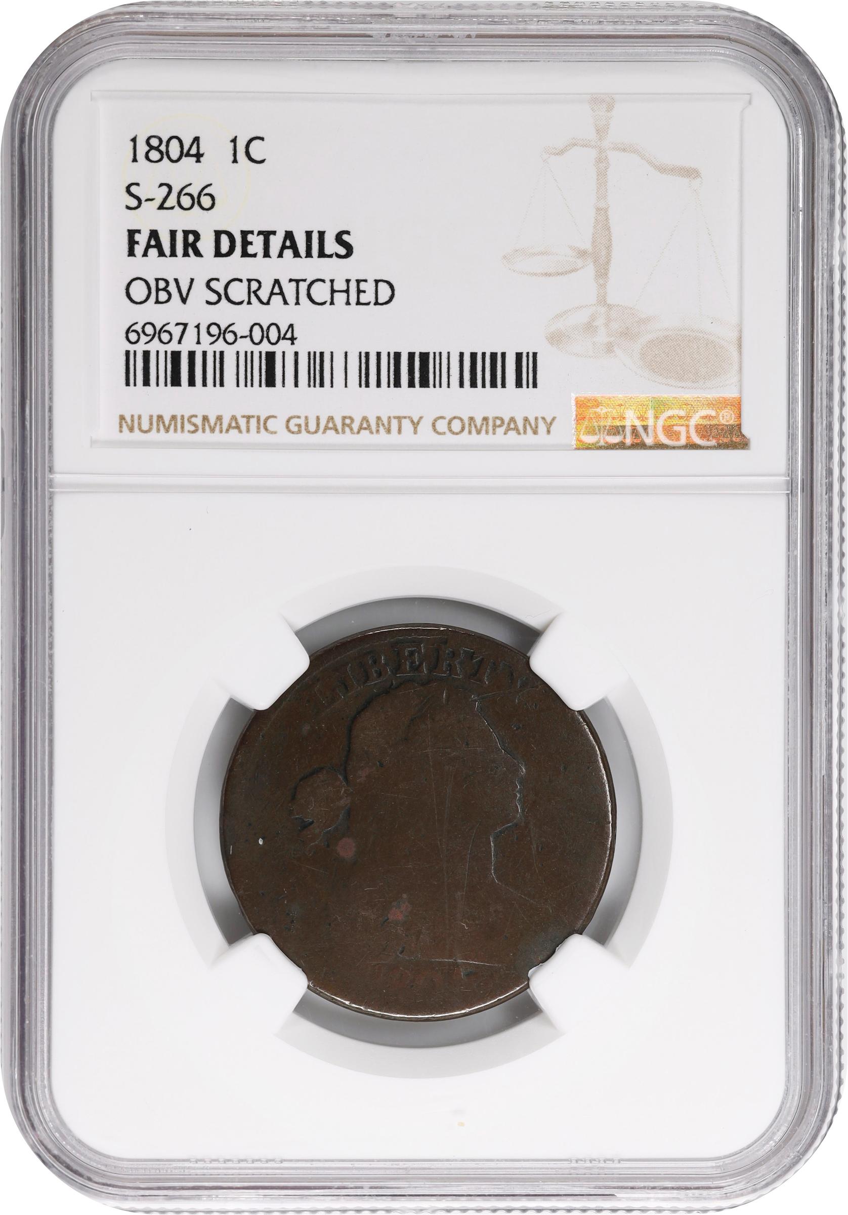 1804 Draped Bust Large Penny S 266 BN Mint State (MS