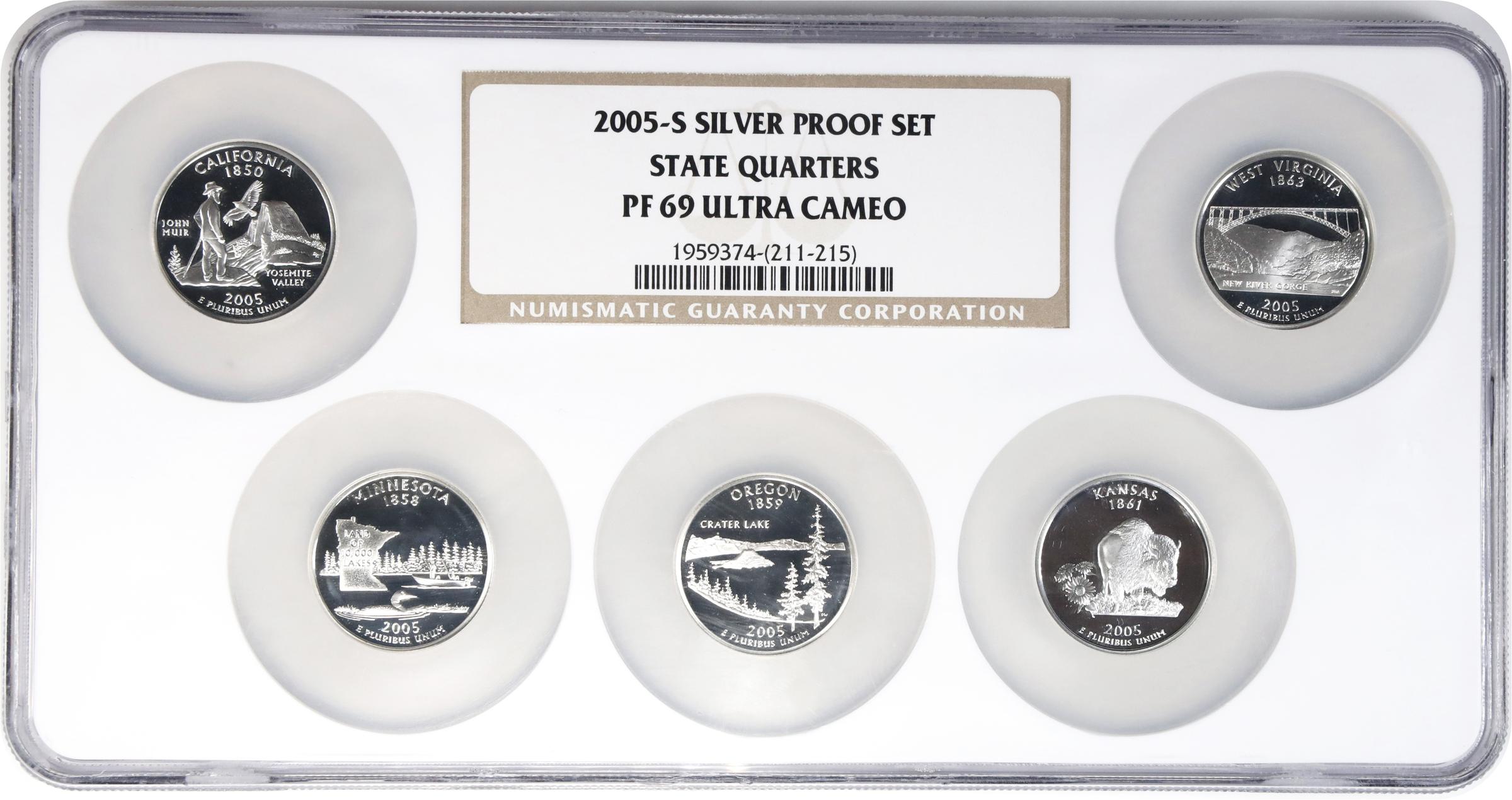 image for: Complete Set of 2005-S State Quarters. Silver. Proof-69 Ultra Cameo (NGC).