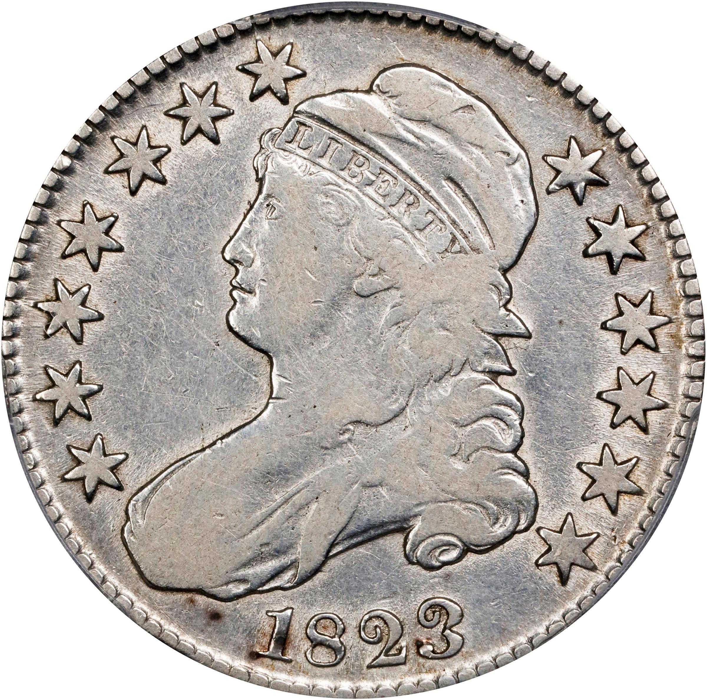 image for: 1823 Capped Bust Half Dollar. O-101. Rarity-2. Broken 3. Fine Details--Cleaned (PCGS).