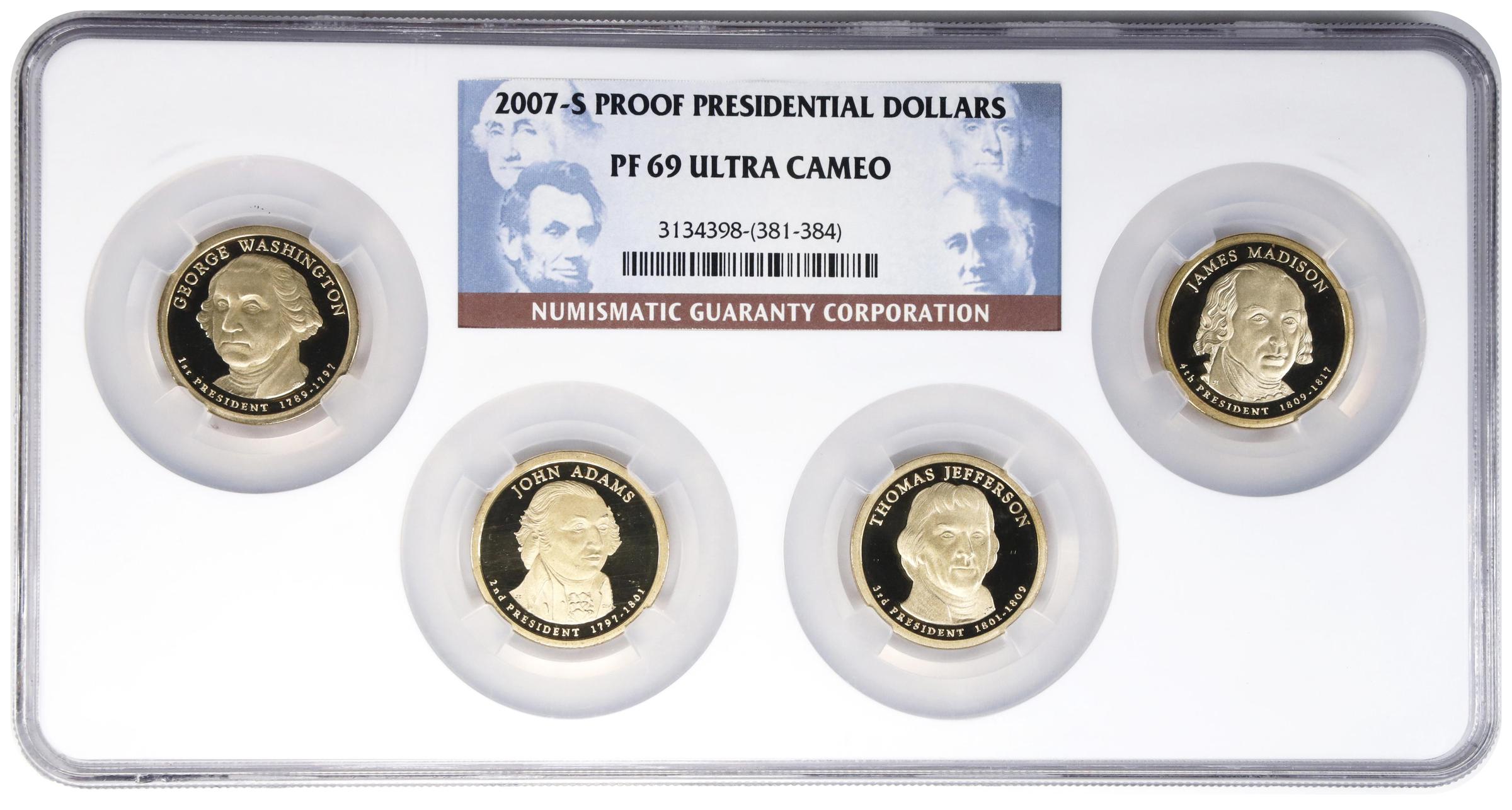 image for: Complete Set of 2007-S Presidential Dollars. Proof-69 Ultra Cameo (NGC).