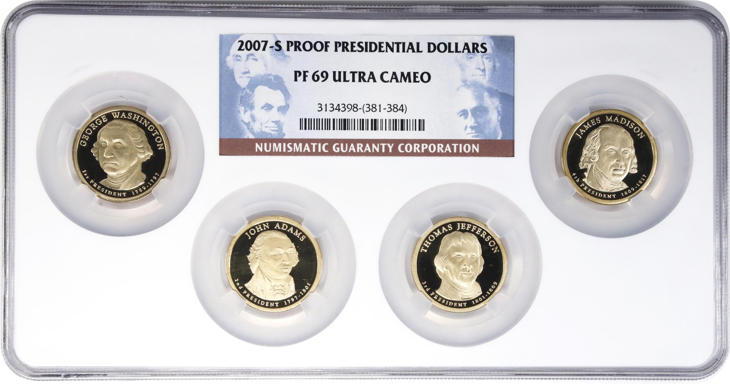 image for: Complete Set of 2007-S Presidential Dollars. Proof-69 Ultra Cameo (NGC).