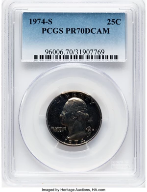 image for: 1974-S 25C PR70 Deep Cameo PCGS. ...