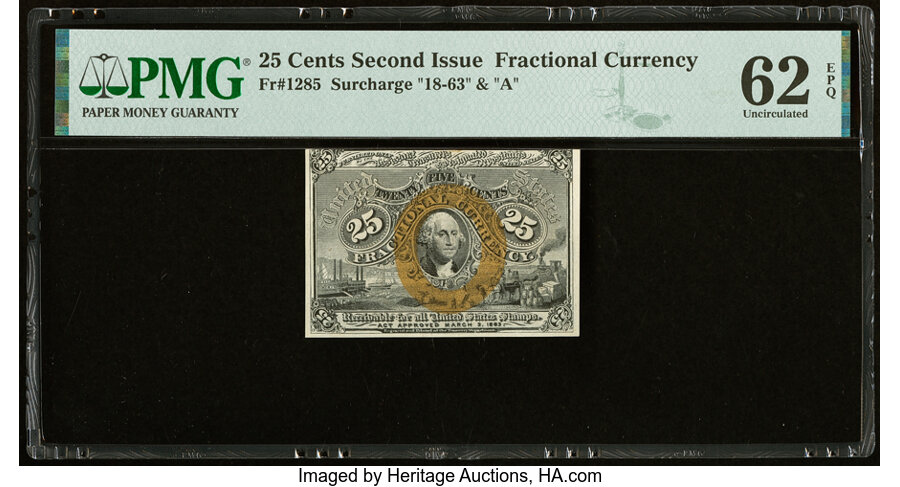 image for: Fr. 1285 25¢ Second Issue PMG Uncirculated 62 EPQ....