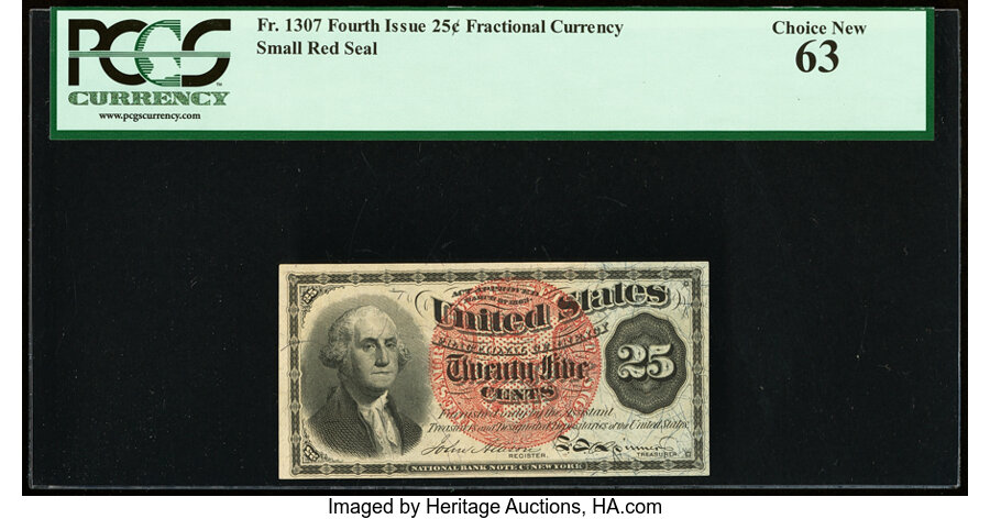 image for: Fr. 1307 25¢ Fourth Issue PCGS Choice New 63....