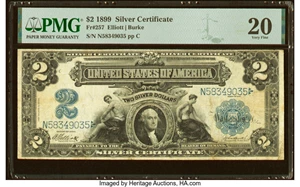 image for: Fr. 257 $2 1899 Silver Certificate PMG Very Fine 20....