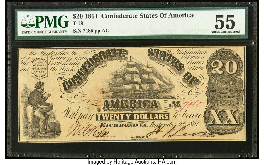 image for: T18 $20 1861 PF-10 Cr. 110 PMG About Uncirculated 55....